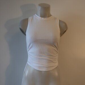 Womens Hours White Tank W/Side Cut out & Tie up S